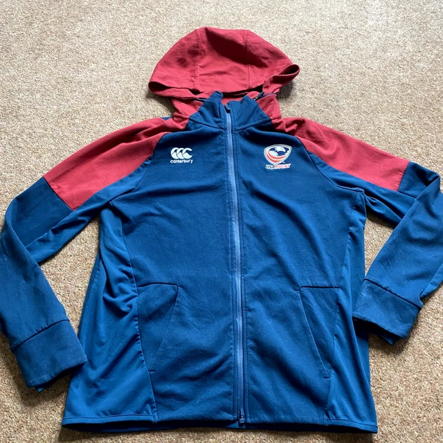 USA Rugby Jacket Mens Large Green Red Hooded Canterbury Zip Track Top Training