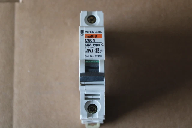 Merlin Gerin, Multi9 C60N, 1 Pole Circuit Breaker, 1.5 AMP Merlin Gerin, Multi9 C60N, 1 Pole Circuit Breaker, 1.5 AMP