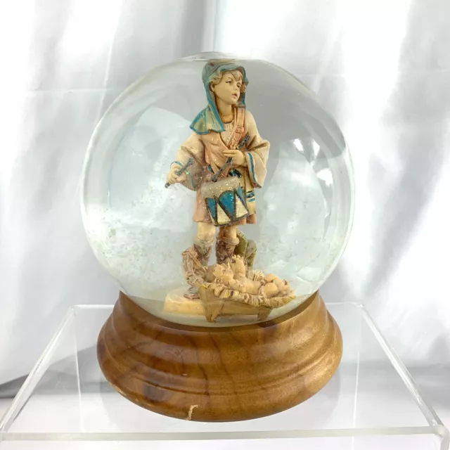 Fontanini 1989 Little Drummer Boy and Baby Jesus Glitterdome Snowglobe Musical