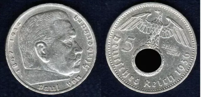 Deutsches Reich 5 Reichsmark 1936 A ss (J 367) Hindenburg SILBER