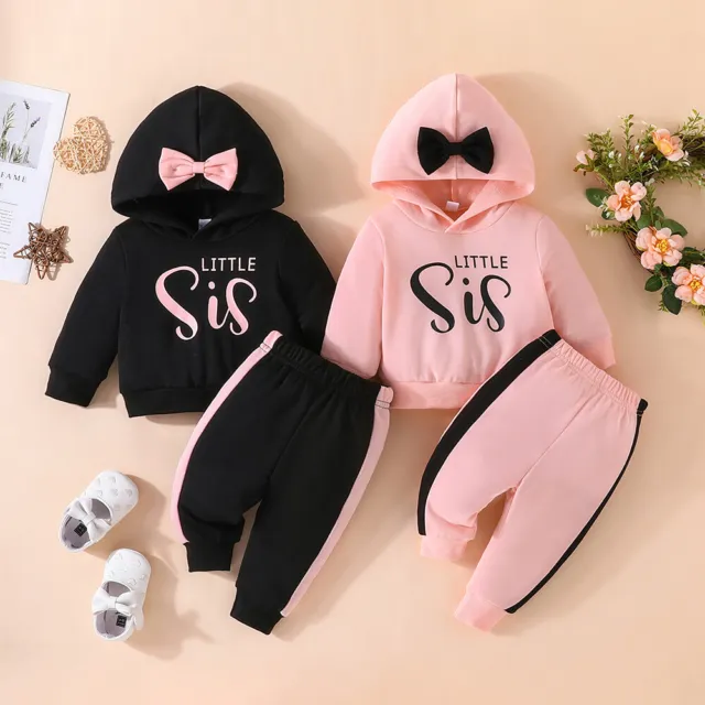 Newborn Baby Girls Hooded Sweatshirt Tops Pants Outfit Tracksuit Set Kid Clothes