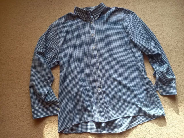 Ben Sherman Hemd - Gr. L/XL Langarm - blau-weiß-kariert - Button Down