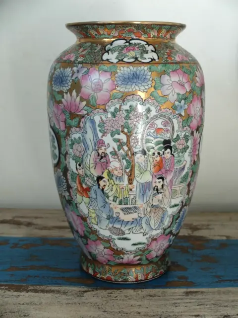 Mid 20th Century large hand-painted Chinese flower vase 3