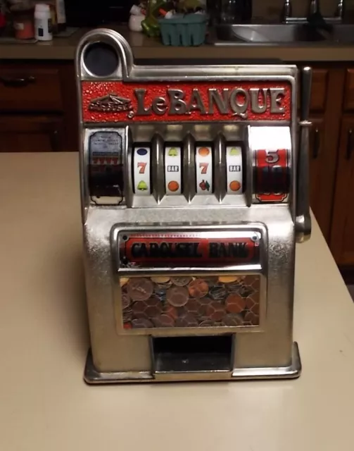 Vintage Lebanque Carousel Bank Slot Machine One Armed Bandit Nice Look!