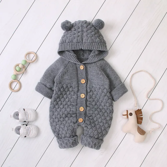 Maglione con cappuccio neonato bambino bambina vestito a maglia vestiti carini 5