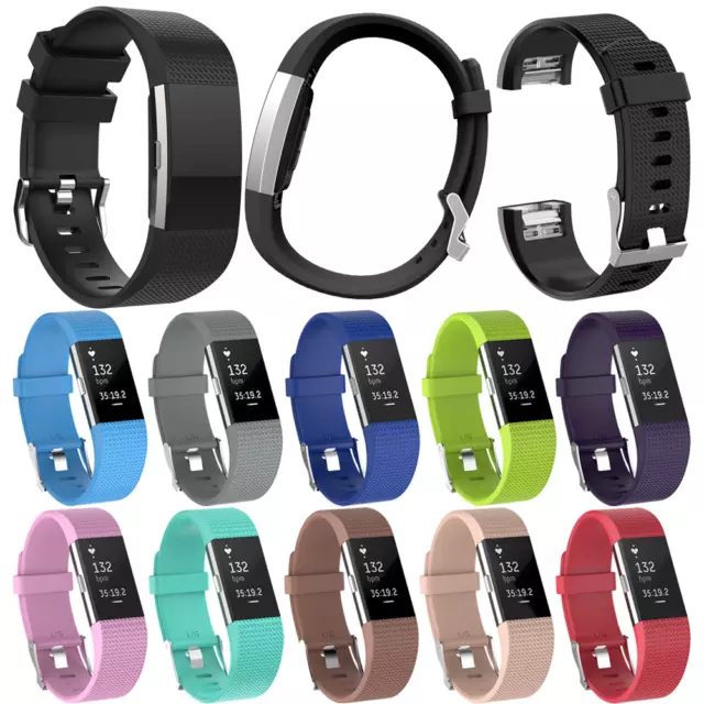 For Fitbit Charge 2 Sports Replacement Strap Watch Wrist band metal buckle UK