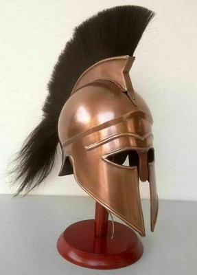 Elmo Medievale-Greco-Corinzio-Elmo-con-Black-Plume-Armatura-Cavaliere-Spartano 