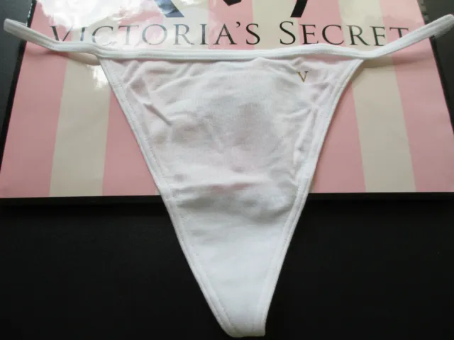 VICTORIA'S SECRET White Lace V-String Thong Panty S M L XL SMALL MEDIUM  LARGE G
