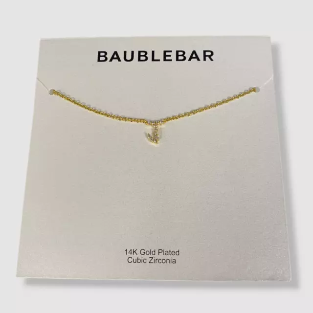 $50 BaubleBar Women's 14k Gold Plated Nora Cubic Zirconia Initial "J" Necklace