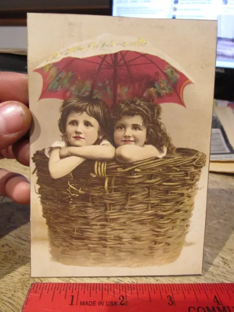 Antique Old Victorian Era Trade Card Griswold's As Coffee Chicago Illinois Girls