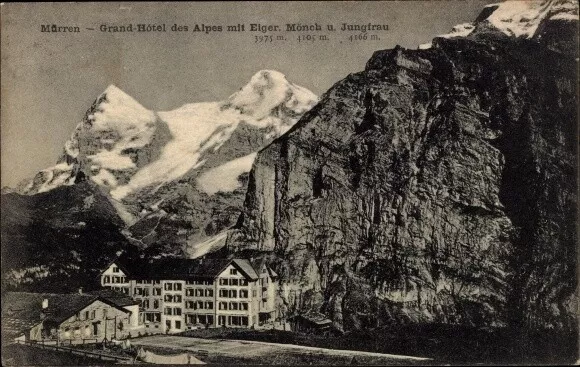 Ak Mürren Kanton Bern Schweiz, Grand Hotel des Alpes mit Eiger,... - 3849634