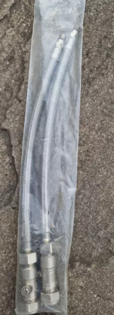 Flexible Wasserhahnschwänze 3/8"" Schlauchverbinder Monoblock mit Isolierventil X2