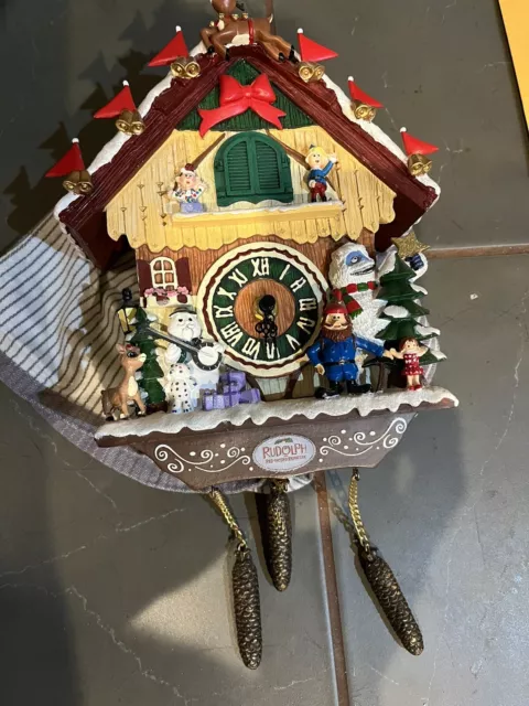 Bradford Exchange Rudolph The Red Nosed Reindeer Cuckoo Clock Damaged but Works