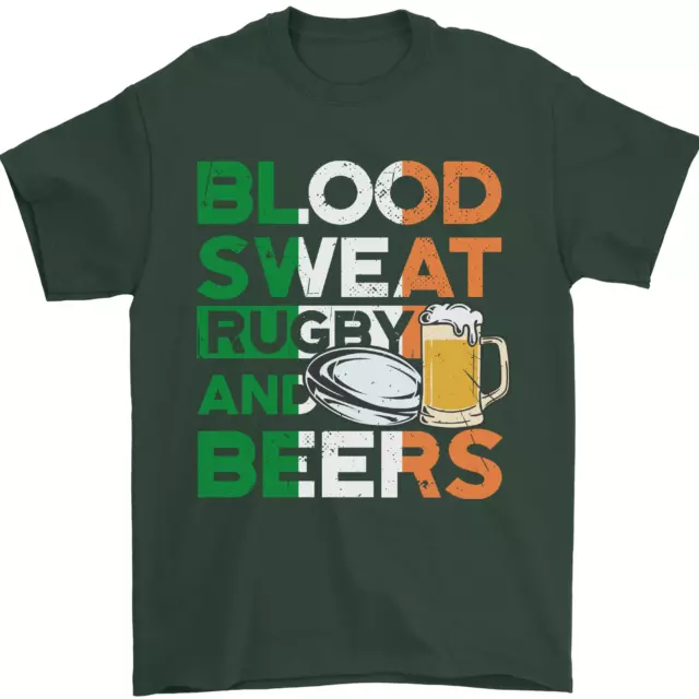 T-shirt da uomo Blood Sweat Rugby and Beers Ireland divertente 100% cotone 2