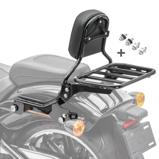 Sissybar für Harley Breakout / 114 18-22 R1 mit Gepäckträger und Docking schwarz