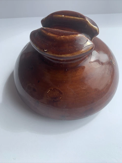 Large Vintage Brown Porcelain High Voltage Power Line Insulator 7  1/4” Width 2
