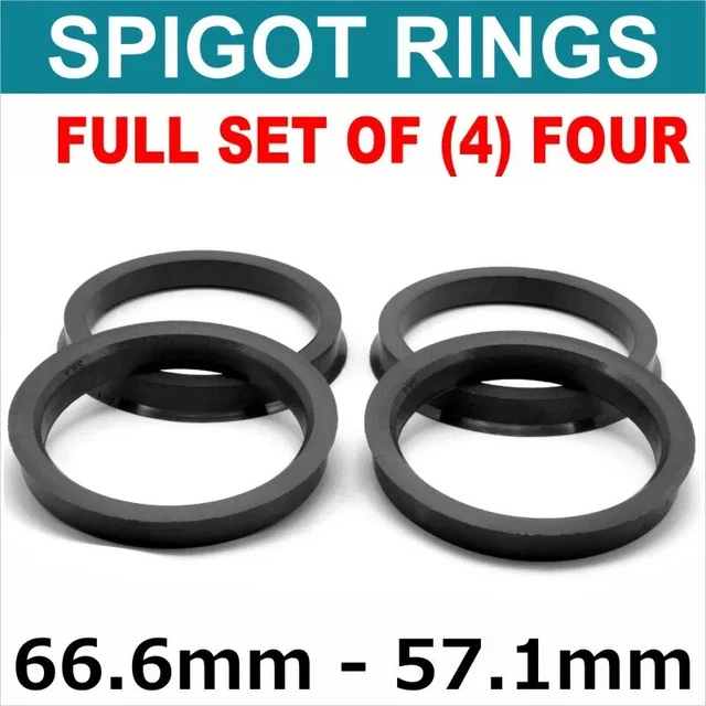 WheelPartsDirect Spigot Rings (4) – 66.6mm To 57.1mm Hub Centric Spacers – Fits Audi TT Mk1 (8N) 1998-2006