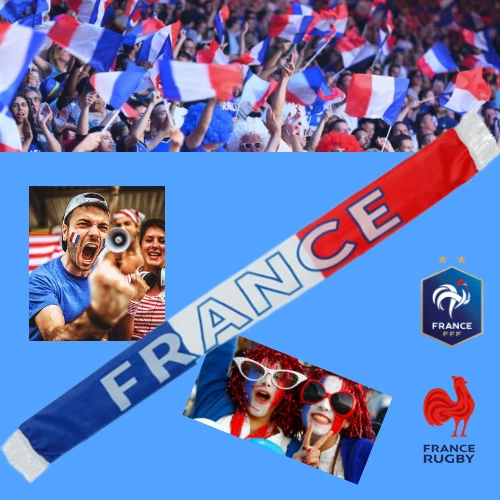 écharpe équipe France Écharpe Supporter France Officielle - 140x20 Cm - Acrylique - Collection Equipe De France Football écharpe Supporter