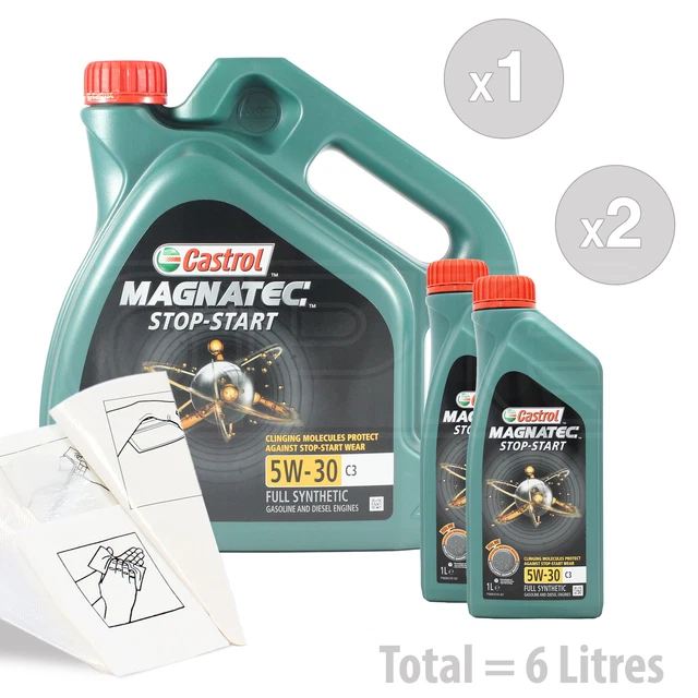 Welche Marke Ist Das Original Motoröl Von Vw 5w 30 CAR ENGINE OIL Service Kit / Pack 6 LITRES Castrol Magnatec 5W-30 C3 6L