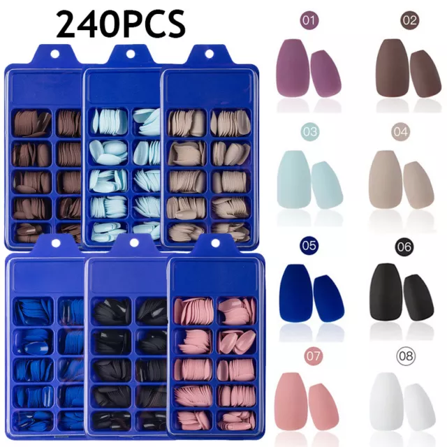 240Pc Mat Faux Ongles Ballerine Ongle Art Conseils Pleine Couverture 《