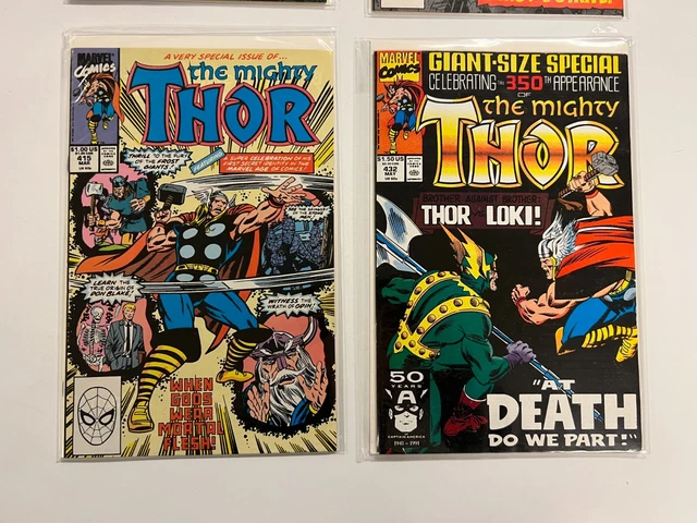 4 Marvel Comic Books The Mighty Thor #413 414 415 432 Avengers 42 DB15