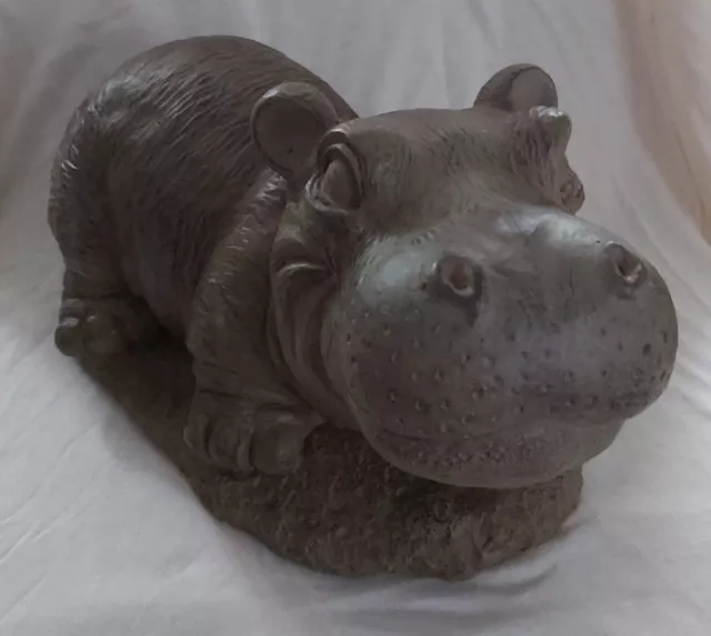 Nilpferd Hippo Baby Skulptur Vintage Selten Geheimfach Garten oder Home Deko