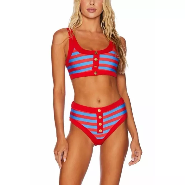 BEACH RIOT NWOT Small ISLE Bottoms - Red Hot Color Block Swim