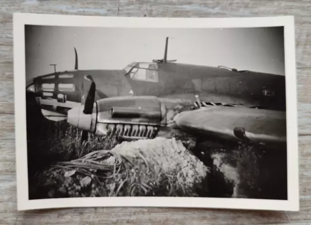 Bomber Flugzeug Flieger Luftwaffe Abgeschossen Front 2.WK (9x6) Orig. Foto