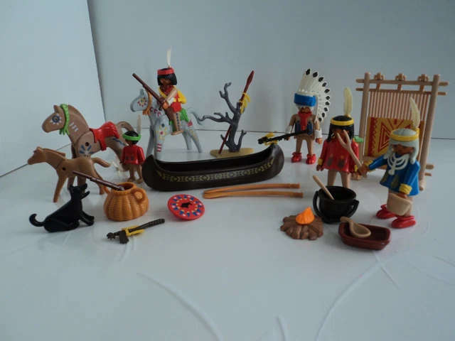 PLAYMOBIL Vintage Western : Indiens, Chasseur à Cheval Et Bison - Set 3731 De 1988