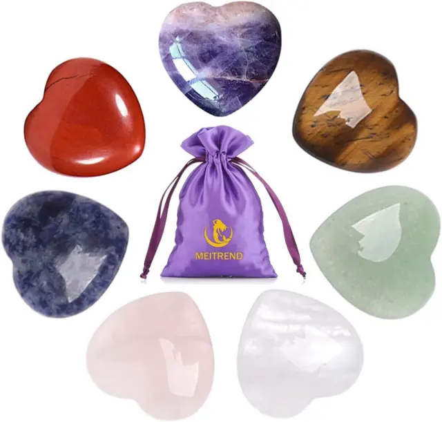 7 Chakra Healing Crystal Natural Heart Stones Set Crystals and Gemstones Healing
