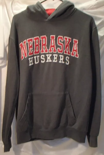 Nebraska Huskers Gray Hoodie Sweatshirt Mens Size Medium Embroidered Cornhuskers