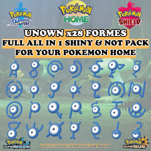 ✨ ALL 28 Shiny UNOWN Pack ✨ 6IV Pokemon Sword Shield Pokemon Home ZARBI