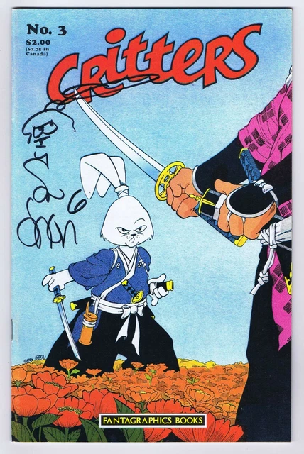 Critters #3 VF Signed w/Head Sketch w/COA Stan Sakai Usagi Yojimbo App 1986