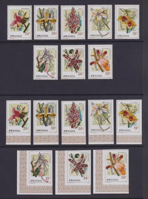 Rwanda 1976 Mint MNH set ORCHIDS FLOWERS Cob 781/788 + Imperforates........DB113