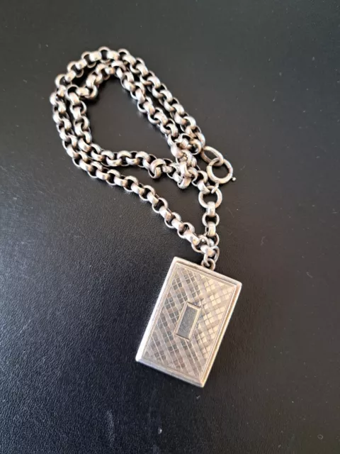 Antique Victorian Vinaigrette Book Locket&Chain Silver & Gold Gilt Exceptional.