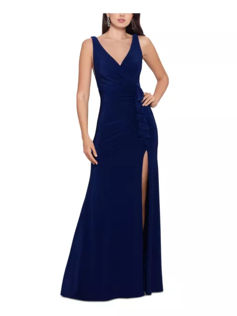 BETSY & ADAM Womens Navy Lined Sleeveless Full-Length Formal Gown Dress 12