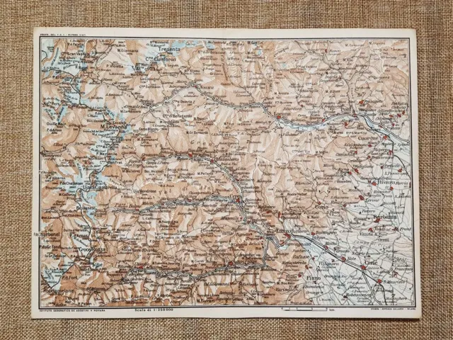 Carta geografica o cartina del 1961 Piemonte e Liguria Italia