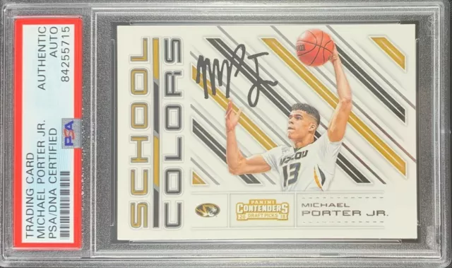 Michael Porter Jr. firmó a RC Panini Contenders Mizzou Tigers PSA encapsulado