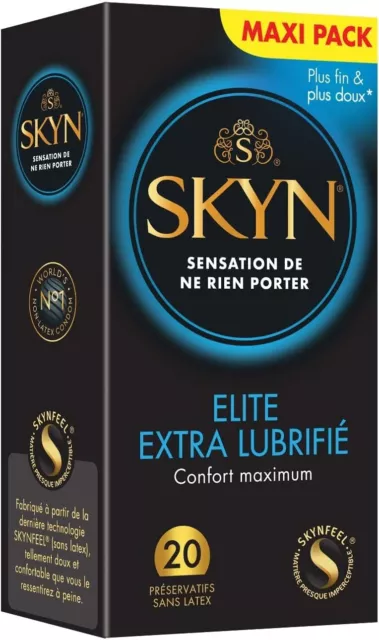 Skyn Elite Extra Lube : Lot de 20 Préservatifs sans latex Skynfeel pour Homme /