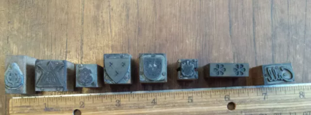 Lot of 8 small vintage printing printers blocks