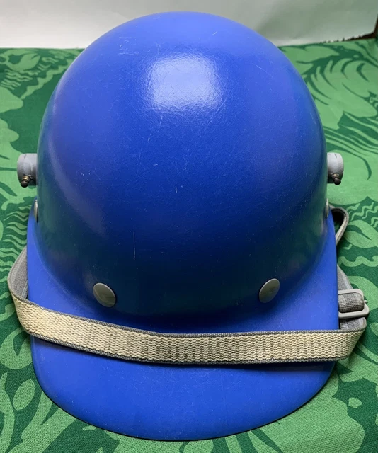 Vintage Blue Fibre-Metal SuperGlas Fiberglass Duck Bill Hard Hat Helmet Nice