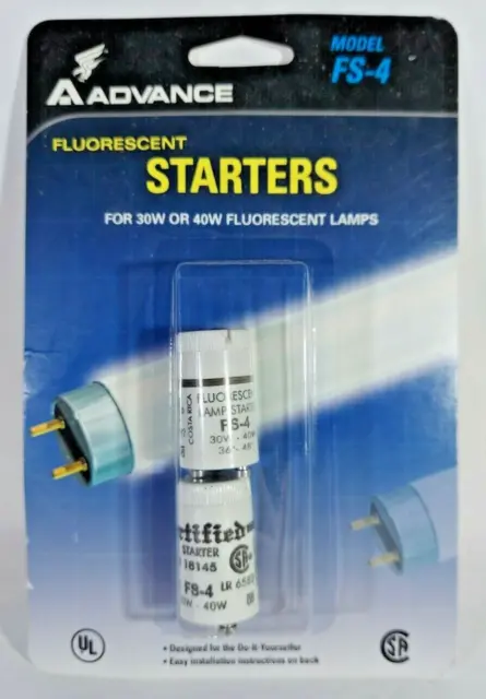 Advance FS-4 Fluorescent Starters For 30 Or 40W Fluorescent Lamps NEW