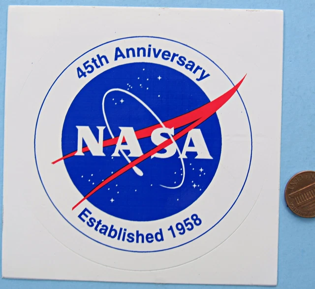 NASA STICKER '03 vtg 45th Anniversary VECTOR LOGO Established 1958 - 4"
