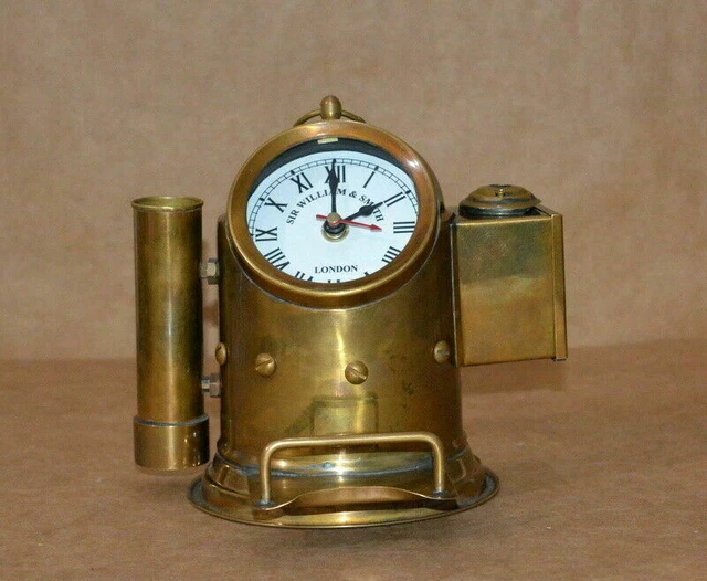 Vintage Messing Einfassung 7 " Uhr & Stift Halter Maritim Nautisch Tisch Sammler 6