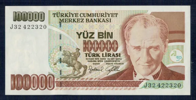 Turkey - 100.000 Lyre 1991 Pref. J P.M. N° 205c Near Uncirculated Of Print -