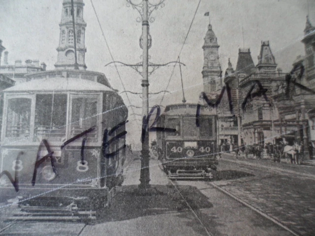 Antique vintage photo postcard King William Street Adelaide old SA post stamps