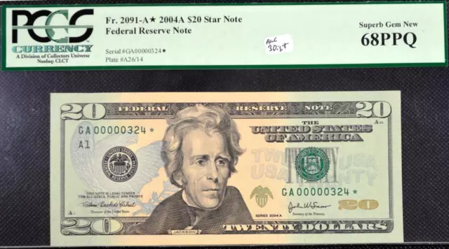 Fr. 2091-A $20.00 Star 2004a Superb Gem New 68 PPQ PCGS 3 digit S/N No Res