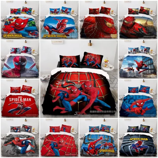 Marvel Super Hero Spiderman 3D Doona Duvet Cover Set Pillowcase Bedding Set