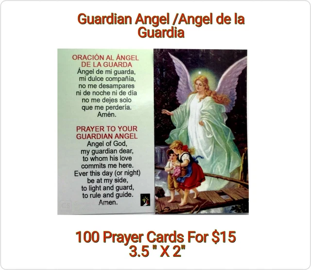 &PRAYER TO MY Guardian Angel" (English/Spanish) *Prayer/Back (Holy Card