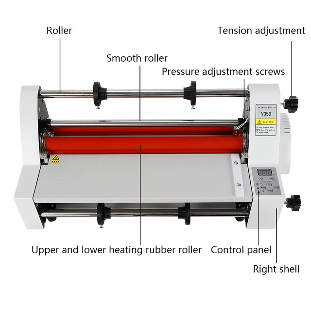 Electronic Hot Cold Single & Dual Sided Roll Laminator Laminating Machine 350mm